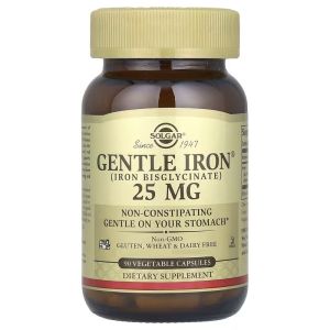 Хелатное железо, 25 мг, Gentle Iron, Solgar, 90 капсул Хелатное железо, 25 мг, Gentle Iron, Solgar, 90 капсул