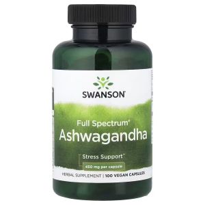 Ашваганда, 900 мг на порцию, Full Spectrum Ashwagandha, Swanson, 100 веганских капсул Ашваганда, 900 мг на порцию, Full Spectrum Ashwagandha, Swanson, 100 веганских капсул