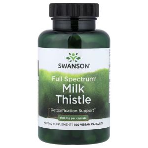 Розторопша, 500 мг, Full Spectrum Milk Thistle, Swanson, 100 веганських капсул Розторопша, 500 мг, Full Spectrum Milk Thistle, Swanson, 100 веганських капсул