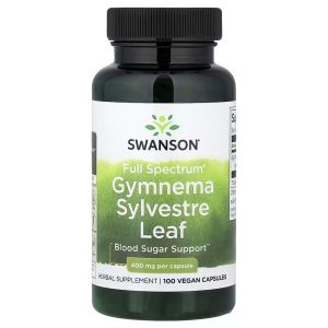 Джимнема Сільвестра, 400 мг, Full Spectrum Gymnema Sylvestre Leaf, Swanson, 100 веганських капсул Джимнема Сільвестра, 400 мг, Full Spectrum Gymnema Sylvestre Leaf, Swanson, 100 веганських капсул