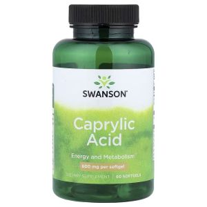 Каприлова кислота, 600 мг, Caprylic Acid, Swanson, 60 гелевих капсул Каприлова кислота, 600 мг, Caprylic Acid, Swanson, 60 гелевих капсул