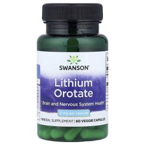 Літій оротат, 5 мг, Lithium Orotate, Swanson, 60 вегетаріанських капсул Літій оротат, 5 мг, Lithium Orotate, Swanson, 60 вегетаріанських капсул