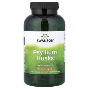 Лушпиння насіння подорожника, 610 мг, Psyllium Husks, Swanson, 300 веганських капсул Лушпиння насіння подорожника, 610 мг, Psyllium Husks, Swanson, 300 веганських капсул