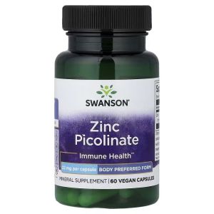 Цинк піколінат, 22 мг, Zinc Picolinate, Swanson, 60 веганських капсул Цинк піколінат, 22 мг, Zinc Picolinate, Swanson, 60 веганських капсул