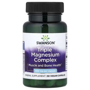 Магній потрійний комплекс, 400 мг, Triple Magnesium Complex, Swanson, 30 веганських капсул Магній потрійний комплекс, 400 мг, Triple Magnesium Complex, Swanson, 30 веганських капсул