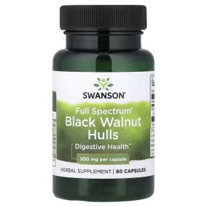Чорний горіх, 500 мг, Full Spectrum Black Walnut Hulls, Swanson, 60 капсул Чорний горіх, 500 мг, Full Spectrum Black Walnut Hulls, Swanson, 60 капсул