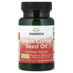 Олія насіння чорного кмину, Black Cumin Seed Oil, Swanson, 60 вегетаріанських капсул Олія насіння чорного кмину, Black Cumin Seed Oil, Swanson, 60 вегетаріанських капсул
