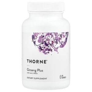 Супер энергия с женьшенем и ежовиком, Ginseng Plus with Lion's Mane, Thorne, 60 капсул Супер энергия с женьшенем и ежовиком, Ginseng Plus with Lion's Mane, Thorne, 60 капсул