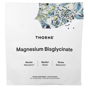 Магний Бисглицинат, Magnesium Bisglycinate, Thorne, 30 стиков Магний Бисглицинат, Magnesium Bisglycinate, Thorne, 30 стиков