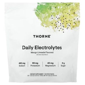 Электролиты, вкус манго-лаймового лимонада, Daily Electrolytes, Thorne, 30 стиков Электролиты, вкус манго-лаймового лимонада, Daily Electrolytes, Thorne, 30 стиков