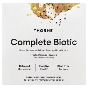 Пробиотический комплекс, вкус апельсина, Complete Biotic, Thorne, 30 стиков Пробиотический комплекс, вкус апельсина, Complete Biotic, Thorne, 30 стиков