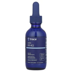 Витамины D3 и K2 ионизированные в каплях, Ionic D3+K2, Trace, 59 мл Витамины D3 и K2 ионизированные в каплях, Ionic D3+K2, Trace, 59 мл