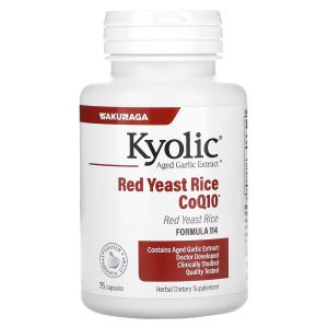 Червоний дріжджовий рис з екстрактом часнику та коензимом Q10, Aged Garlic Extract, Red Yeast Rice Plus CoQ10, Kyolic, 75 капсул Червоний дріжджовий рис з екстрактом часнику та коензимом Q10, Aged Garlic Extract, Red Yeast Rice Plus CoQ10, Kyolic, 75 капсул