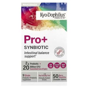 Пробіотик з пребіотиком, смак ягідної смузі, Kyo-Dophilus Pro+Synbiotic, Kyolic, 50 жувальних таблеток Пробіотик з пребіотиком, смак ягідної смузі, Kyo-Dophilus Pro+Synbiotic, Kyolic, 50 жувальних таблеток