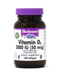 Вiтамiн D3 2000IU, Bluebonnet Nutrition, 100 желатинових капсул