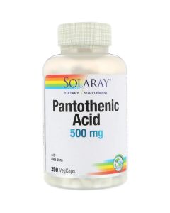 Пантотенова кислота, Pantothenic Acid, Solaray, 500 мг, 250 рослинних капсул