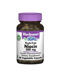 Нiацин без iнфузату (В3) 500мг, Bluebonnet Nutrition, 60 вегетаріанських капсул