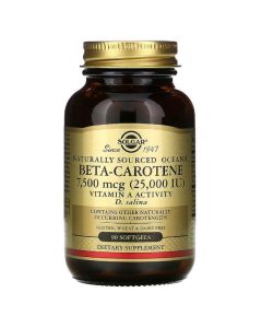 Бета Каротин Океанічний (Вітамін А) 25 000 МЕ, Natural Oceanic Beta-Carotene, Solgar, 90 капсул