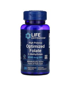 Высокоактивный оптимизированный фолат, 8500 мкг, High Potency Optimized Folate, Life Extension, 30 таблеток