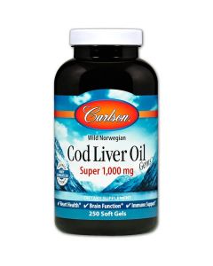 Жир из Печени Норвежской Трески, 1000 мг, Cod Liver Oil, Carlson, 250 гелевых капсул
