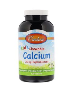 Жувальний Кальцій для Дітей, смак ванілі, Kid's Chewable Calcium, Carlson, 120 таблеток