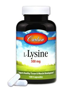 Лізин 500мг, L-Lysine, Carlson, 100 капсул