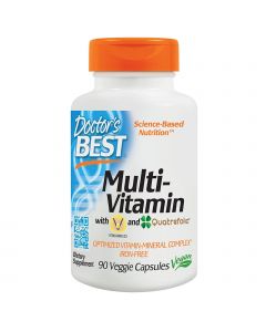 Мультивитамины без Железа, Quatrefolic, Doctor's Best, 90 вегетарианских капсул