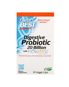 Пробиотики, Digestive Probiotic, Doctor's Best, 20 МЛРД КОЕ, 30 вегетарианских капсул