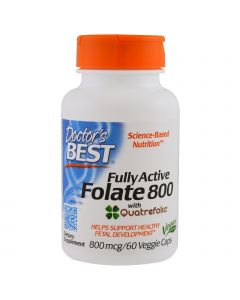 Полностью Активированный Фолат 800мкг, Quatrefolic, Doctor's Best, 60 гелевых капсул