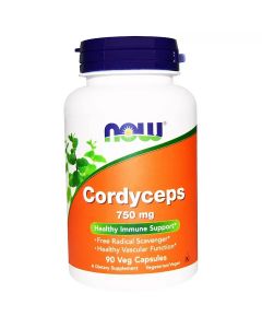Гриби Кордицепс, 750 мг Now Foods, Cordyceps, 90 капсул
