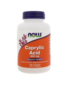 Каприлова Кислота 600 мг, Caprylic Acid, Now Foods, 100 желатинових капсул