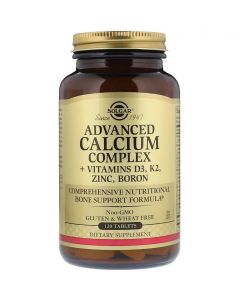 Кальцій + D3, K2, Цинк, Бор, Calcium Complex + Vitamins D3, K2, Zinc, Boron, Solgar, 120 таблеток