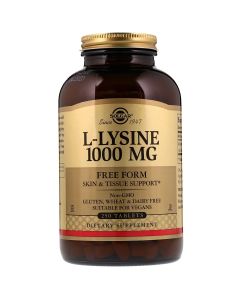 Лизин 1000 мг, L-Lysine, Solgar, 250 таблеток