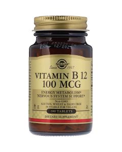 Вітамін В12 (Ціанокобаламін), 100 мкг, Vitamin B12, Solgar, 100 таблеток