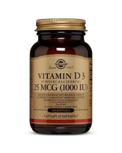 Вітамін D3, 25 мкг, 1,000 МО, Cholecalciferol, Solgar, 100 гелевих капсул