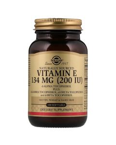 Вітамін E, 134 мг (200 IU), d-Alpha Tocopherol & Mixed Tocopherols, Solgar, 100 желатинових капсул