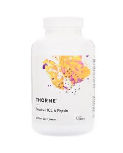 Бетаин HCL и Пепсин, Betaine HCL & Pepsin, Thorne, 225 капсул