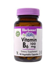 Витамин B6 100 мг, Vitamin B6, Bluebonnet Nutrition, 90 вегетарианских капсул