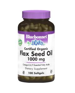 Органічна Лляна Олія 1000мг, Bluebonnet Nutrition, 100 желатинових капсул