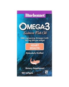 Натуральна Омега-3 з Жиру Лосося, Bluebonnet Nutrition, 180 желатинових капсул