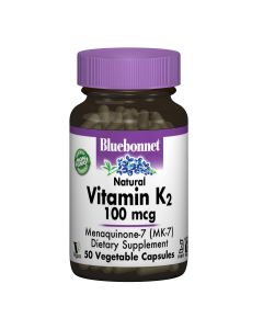 Витамин К2 100мкг, Bluebonnet Nutrition, 50 вегетарианских капсул