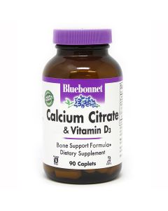Кальций цитрат + Витамин D3, Bluebonnet Nutrition, 90 каплет