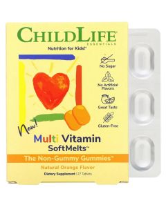 Мультивітаміни для дітей зі смаком натурального апельсина, Multi Vitamin SoftMelts, ChildLife, 27 таблеток