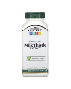 Розторопша, Стандартизований екстракт, Standardized Milk Thistle Extract, 21st Century, 200 вегетаріанських капсул