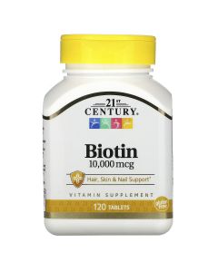 Биотин, 10 000 мкг, Biotin, 21st Century, 120 капсул