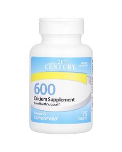 Кальцій 600, 600 мг, Calcium Supplement 600, 21st Century, 75 таблеток