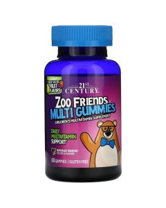 Мультивітаміни для дітей, смак фруктів, Zoo Friends Multi, 21st Century, 60 жувальних цукерок