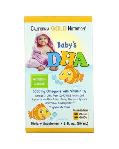 Детский DHA, Омега-3 с Витамином D3, Baby's DHA, Omega-3s with Vitamin D3, California Gold Nutrition, 59 мл (2 жидких унции)