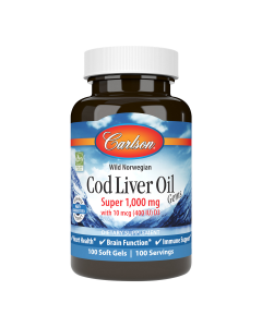 Жир из печени Норвежской Трески, 1000 мг, Cod Liver Oil, Carlson, 100 гелевых капсул