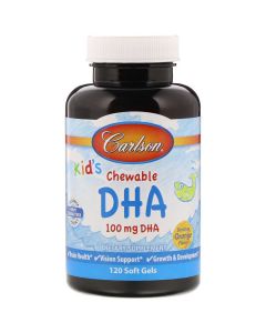 Рыбий жир (DHA) для Детей, Вкус Апельсина, Kid's Chewable, Carlson, 120 желатиновых капсул